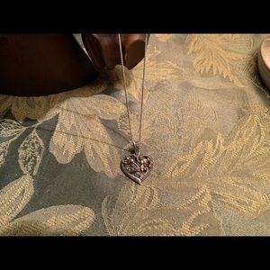 STERLING SILVER multi gem marasite open heart 18